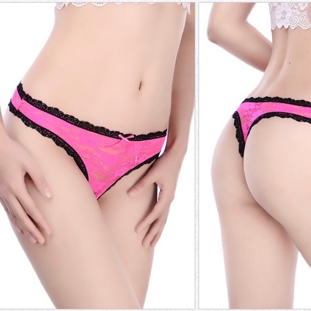All Lace Thong / G-String. Pink Lace Panties.